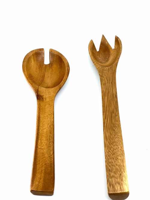 Vintage, MonkeyPod, Hand Carved, Serving Utensils, Wooden Spoons &
